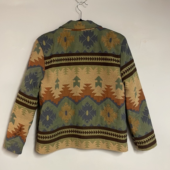 Expose France USA Italy. pattern blazer! Size L, worn by a Petite woman! - Picture 2 of 6